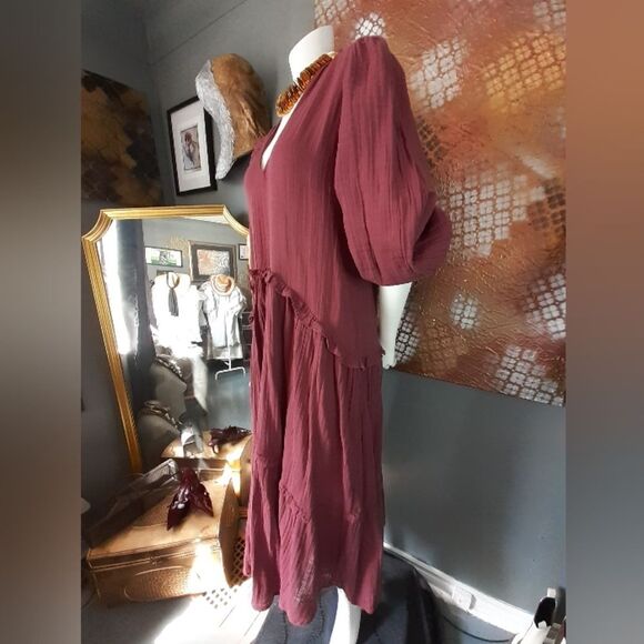 Zara Deep Red Long Sleeve Dress - Picture 6 of 15